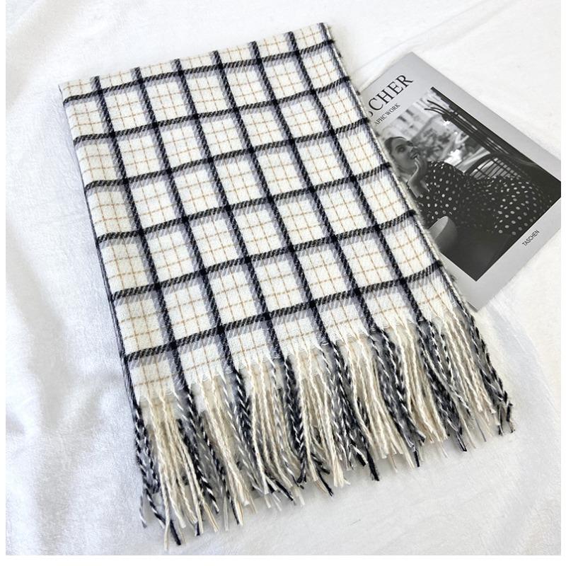 Luxury Plaid Designer Winter Women Scarf Thick Warm Tassels Shawls Pashmina Neckerchief Cashmere Lady Outdoor