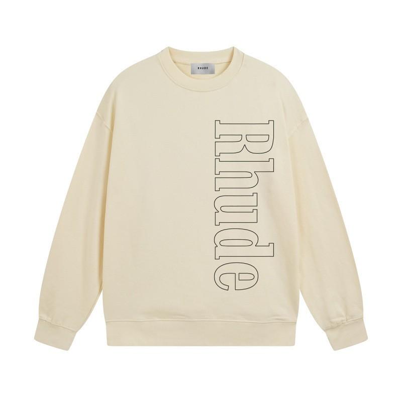 Rhude Vintage Letter Print Oversized Hoodie Men Women Casual Streetwear Sweatshirt