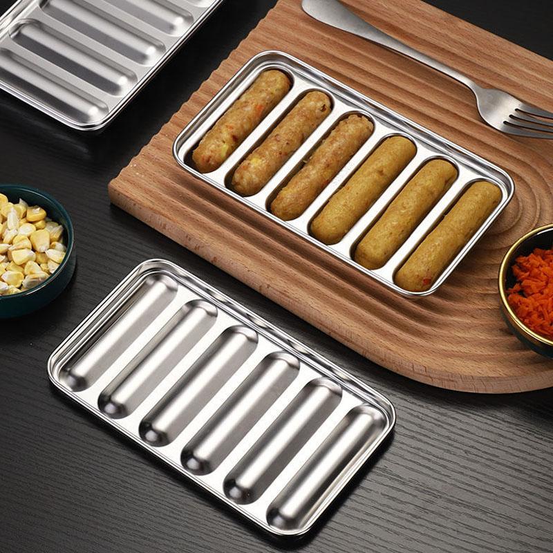 6 in 1 Sausage Maker Stainless Steel Sausage Mold DIY Hot Dog Handmade Ham Sausages Mould with Lid Kitchen Making Baking Tools