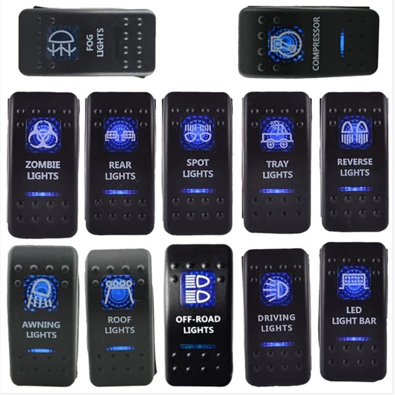 LED Light Waterproof Boats Marine Toggle Switches 5 Pins 2 Position Rocker Toggle Switches for Trucks Auto Motorcycle