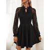 Lace Lace-Up Long-Sleeved Dress