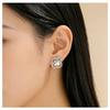Women Fashion Hollow Four Leaf Clover Zircon Inlaid Copper Stud Earrings