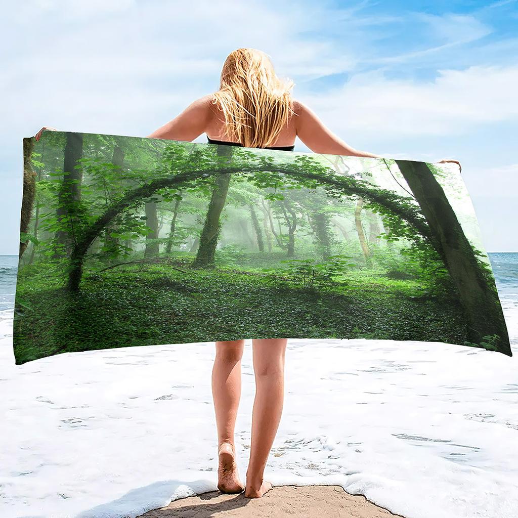 Forest Series Seaside Vacation Beach Towel Swimming Bath Towel Microfiber Sports Towel