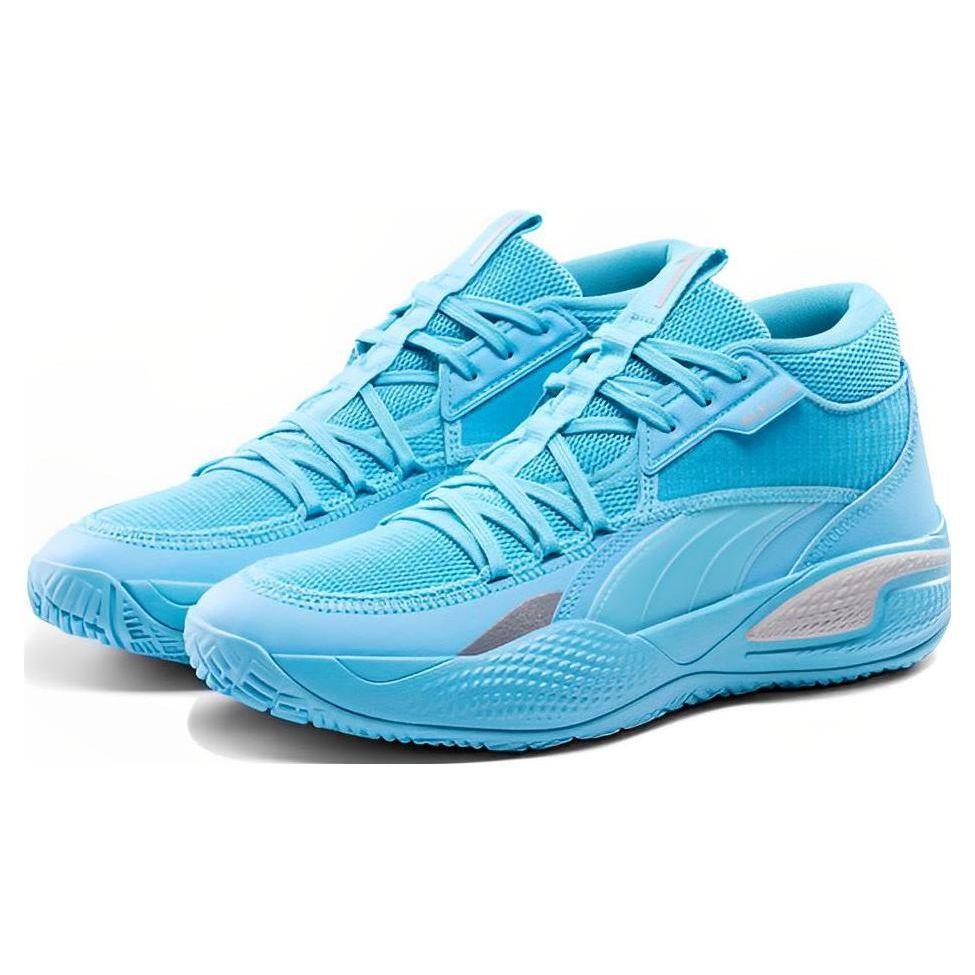 Puma Court Rider Simple Comfortable Mid-Top Basketball Shoes Unisex Sneakers Ocean-Blue 379069-01