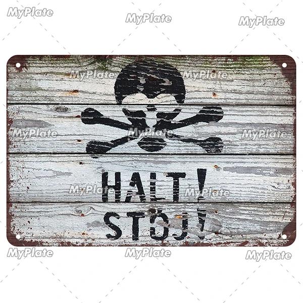 Vintage German Sign Voor Halt Metal Sign Aluminium Sign Decoration Plaque Home Wall Door Decor Bar Sign Home Plate Poster