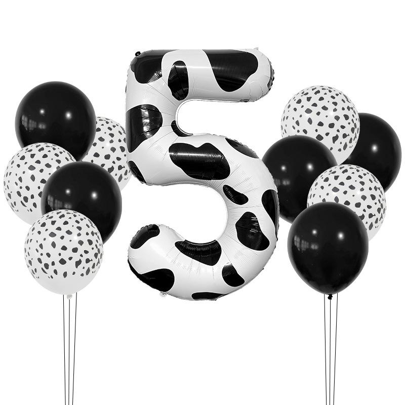 Cow Jungle Theme Balloon Set 40 Inch Black And White Digital Latex Balloon Decoration Birthday Party Decoration Photo