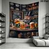 Vintage Bartender Beer Tapestry, Retro Pub Beer Mug Recipe Art Wall Hanging for Basement Bar Room
