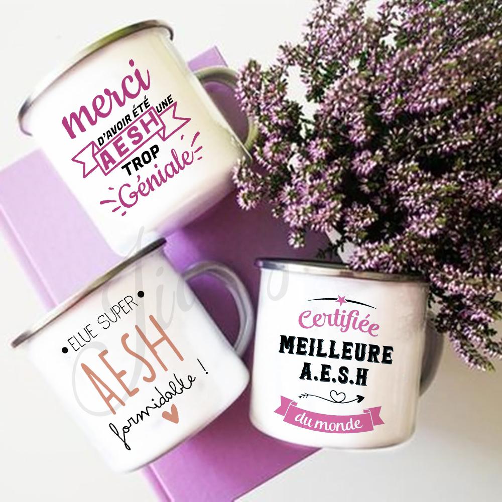 Merci Aesh French Printed Mug Creative Coffee Cups Drinks Enamel Cup Outdoor Camping Handle Drinkware Thanks Gifts for Teacher