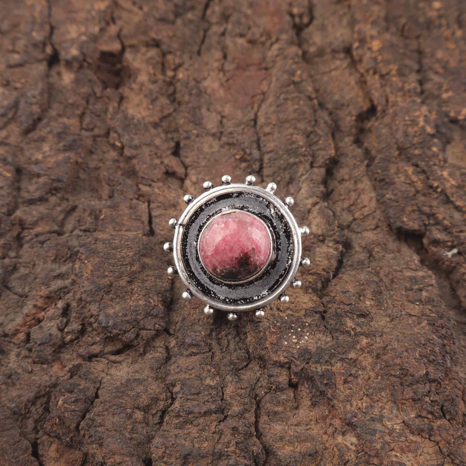 

Black Rhodonite Stone Cocktail Anniversary Wedding Gift Ring 925 Sterling Silver RR-49-38 15