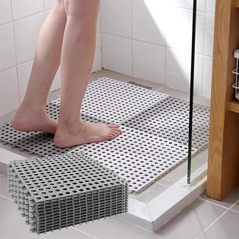 Gummi-Bodenfliesen, weiches PVC, rutschfeste Duschmatte zum Spleißen von Fliesen, Außenkissenmatte für Badezimmer, Deck, Abfluss, Pool, Terrasse, Balkon