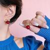 Elegant Retro Hong Kong Red Pearl Stud Earrings for Women - Light Luxury and Fashionable Ear Jewelry