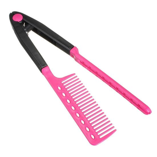Portable DIY Salon Flat Iron Hair Straightener V Comb Hairdressing Styling Tool