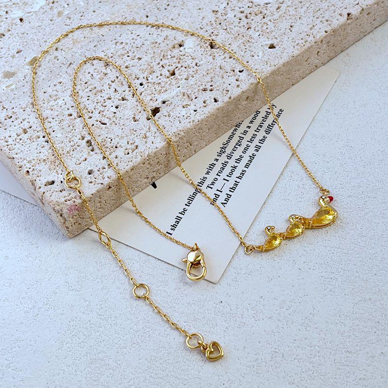 Elegancki Zestaw Naszyjnik & Bransoletka z Żółtą Kaczką Inkrustowaną Cyrkoniami