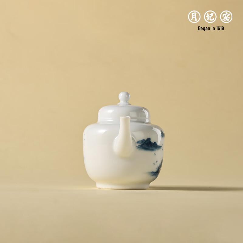 Yueji Kiln Wood-Fired White Porcelain Landscape Teapot