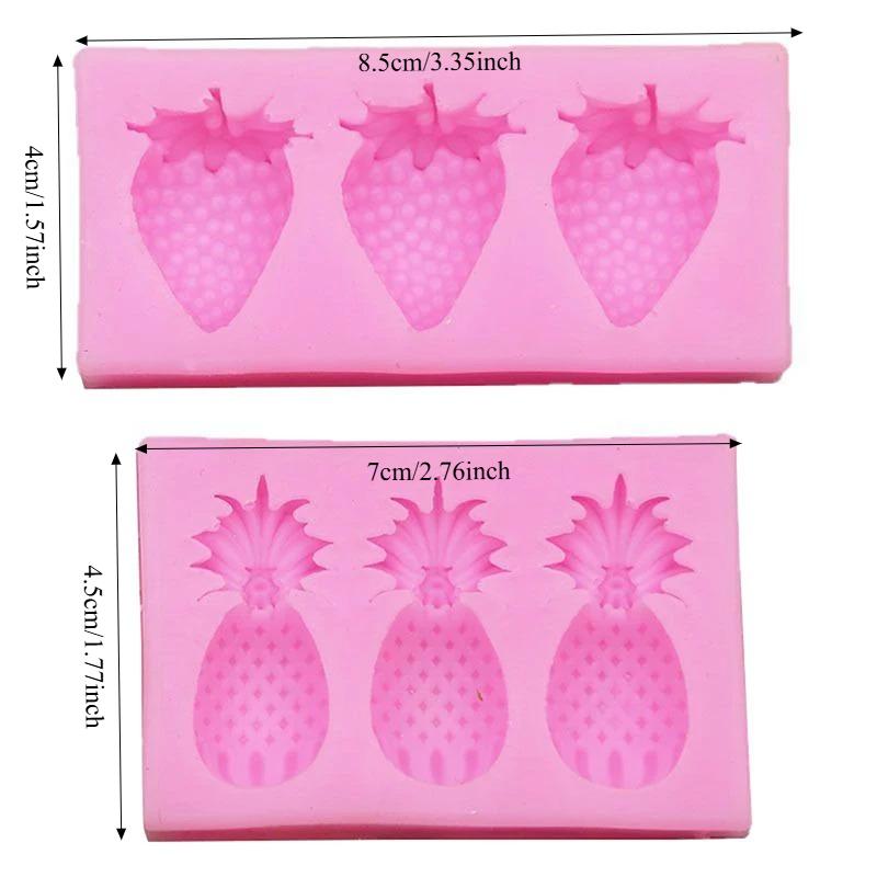 1 STÜCK Aromatherapie Kerze Dekoration Silikonform 3 Erdbeere Ananas Schokoladenform DIY Kuchenzubehör