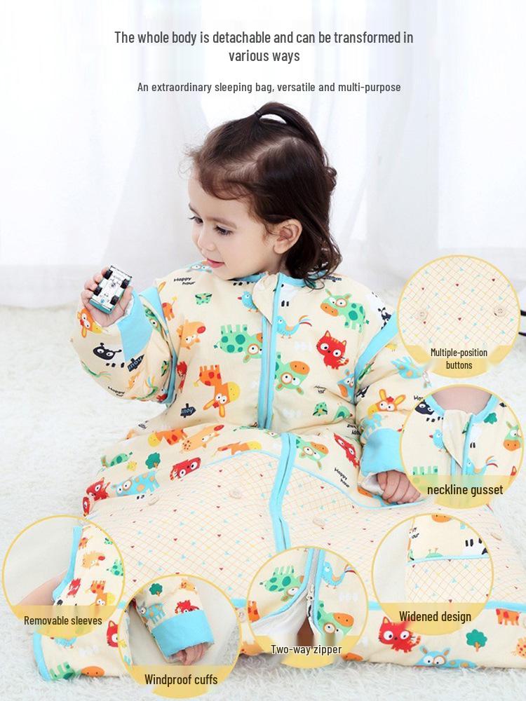 Clearance: Pure Cotton Baby Sleeping Bag – All-Season, Thick, Anti-Kick Quilt for Mid-Large Children with Free Shipping!