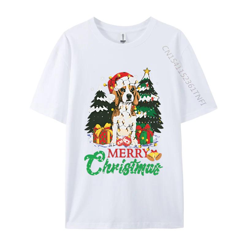 Beagle Christmas Dog Lover Vintage T Shirts Funny Animal Tshirt Print Man Top Vintage Retro Clothing S