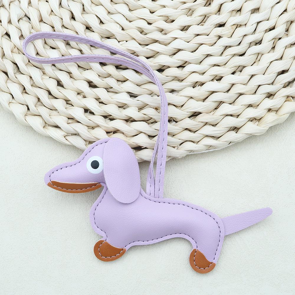 In-Stock Dachshund Cartoon Pendant Leather Dog Bag Charm Phone Case Accessory Creative Car Charm