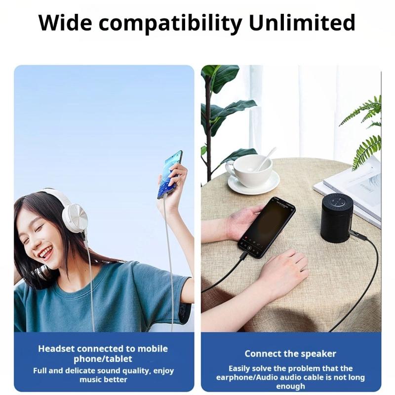 Pack of 2 Piece 3.5mm Male To Type C Female Adapter Dongle Clear Sound Transfer For Phones And Laptops