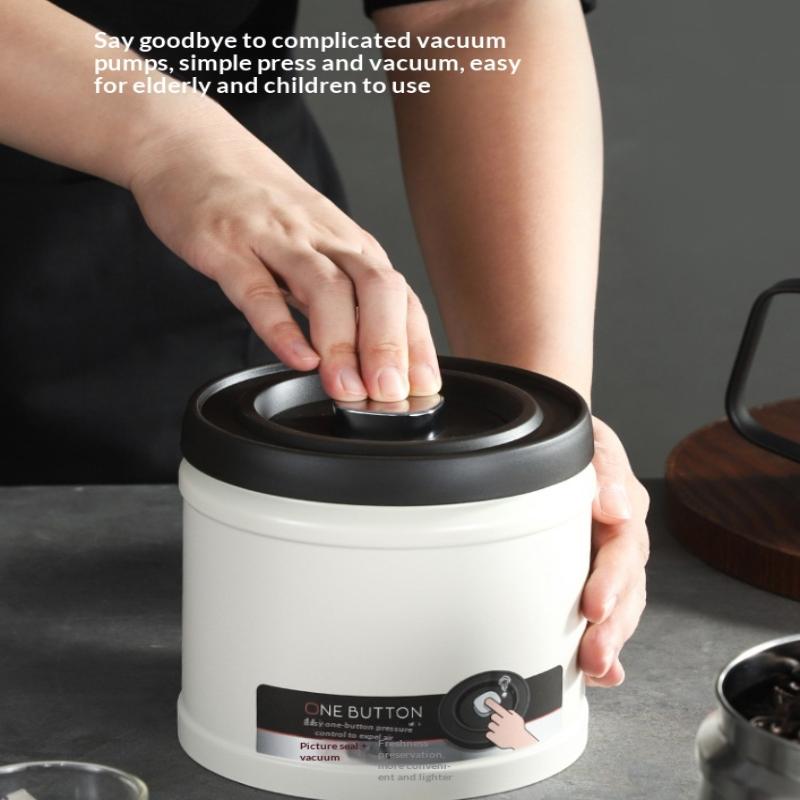 Coffee Bean Vacuum Sealed Tank Stainless Steel Grain Tea Nut Storage Vacuum Airtight Sealed Cans Kitchen Storage Organizer