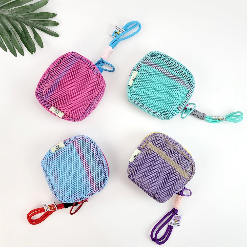 Small Capacity Square Mesh Storage Pouch Portable Clear Mesh Bag Creative Change Storage Bag  Men