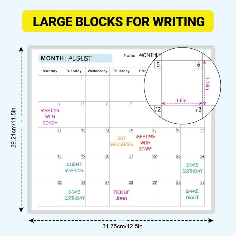 Erasable Yearly Planner Calendar Dry Erase Wall Calendar Giant Erasable Wall Calendar Blank Undated Yearly Calendar for Planning