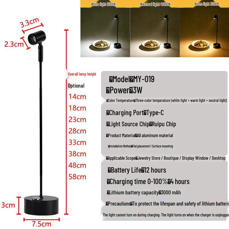 Remote-Controlled Long-Life Charging Spotlights for Jewelry Display Cases