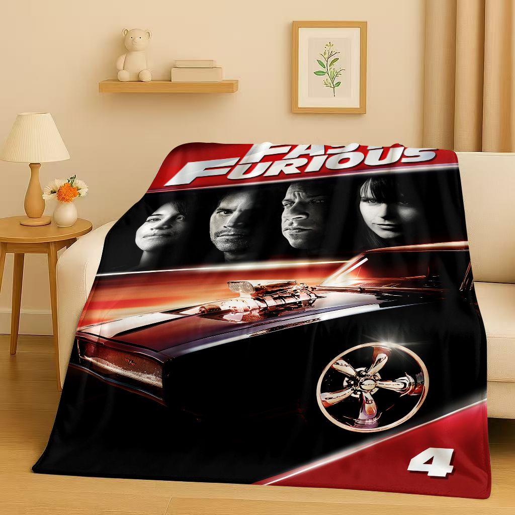 

3D Fast F-Furious Vin Diesel Racing Car Flannel Blanket,Ultra Soft Warm Plush Throw for Home Bedroom Bed Sofa Cover Picnic Kids 75x90cm