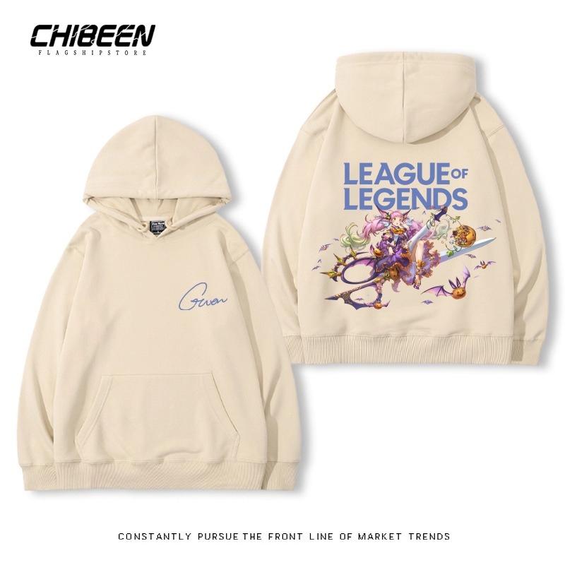 

League of Legends LOL Lingluo Doll Gwen Print Men s Hooded Sweatshirt Autumn and Winter Outdoor Plus Velvet Loose Adult Tops 3XL