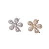 Five-Petal Flower Diamond-Studded Necklace and Earring Pendant in Gold and Silver
