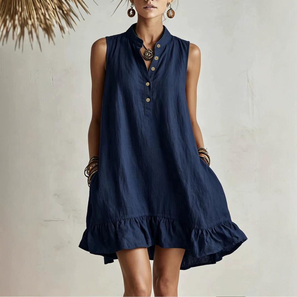 Spot summer European and American new cotton and linen loose fashion casual women's dress source
