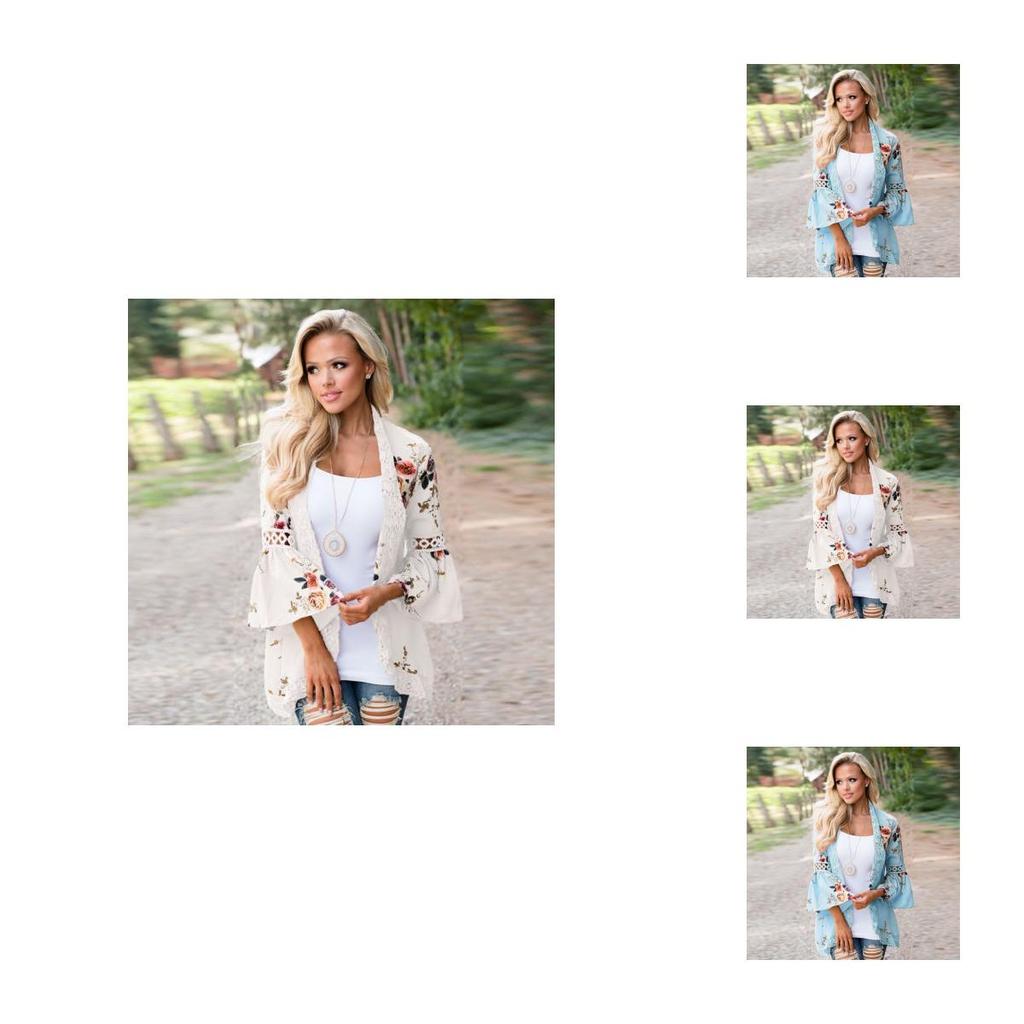 Femmes Dentelle Boho Floral Kimono Cardigan Dames Décontractée Tops Veste