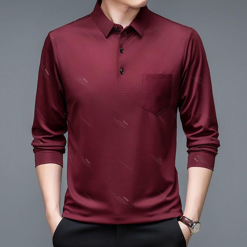 Men Business Fashion Long Sleeve Polo Shirts Spring Autumn New Lapel Korean Male Clothes Streetwear Casual Thin Smooth Tops 2026