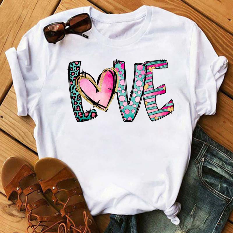 

Maycaur Fashion Women T Shirt Love Heart Printed T Shirt Casual Red Tops s Valentines Shirt FeUnisex Harajuku Graphic Tshirt S