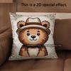 2D Cute Bear-Patterned Throw Pillow Covers Pattern Cushion Cover Suitable For Sofa Bedroom Car Pillow Cover