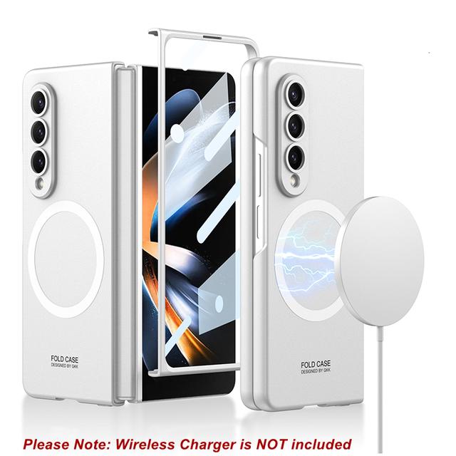Magnetic Wireless Chargers For Samsung Galaxy Z Fold 4 Case Glass Film Screen Protector Matte Hard Cover
