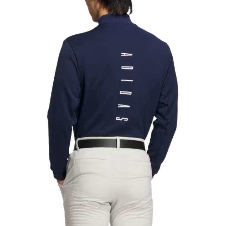 Adidas Warding Half High Neck Letter Long Sleeve T-Shirt Men Tops Navy IM6407