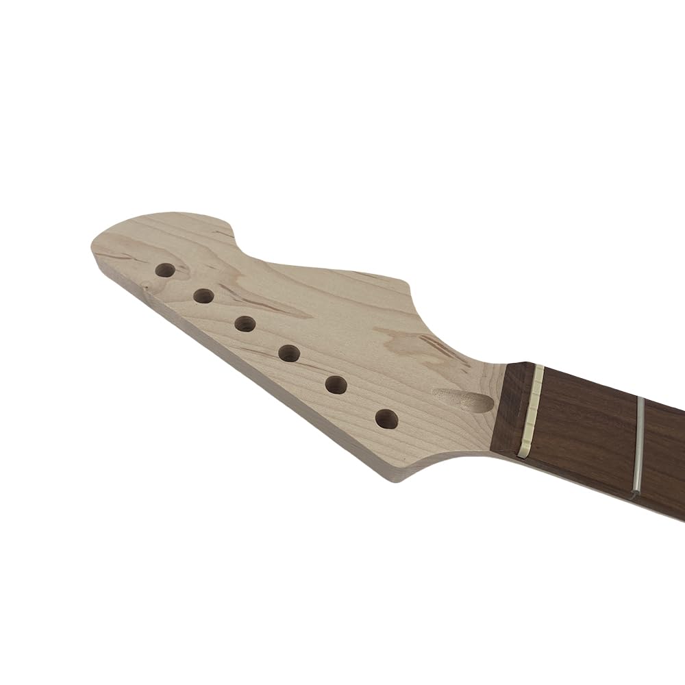 Vetimobato Maple Electric Guitar Neck 22 Frets 27 Inch Unfinished Replacement Part Maple Rosewood Fretboard Bolt-On Dot Inlay