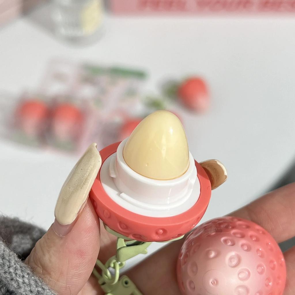 1 szt. Brelok Truskawkowy Balsam do Ust Rozgrzewający Długotrwały Naturalny Różowy Szminka Tint Zmieniająca Kolor Szminka Owocowa Pielęgnacja Ust Makijaż