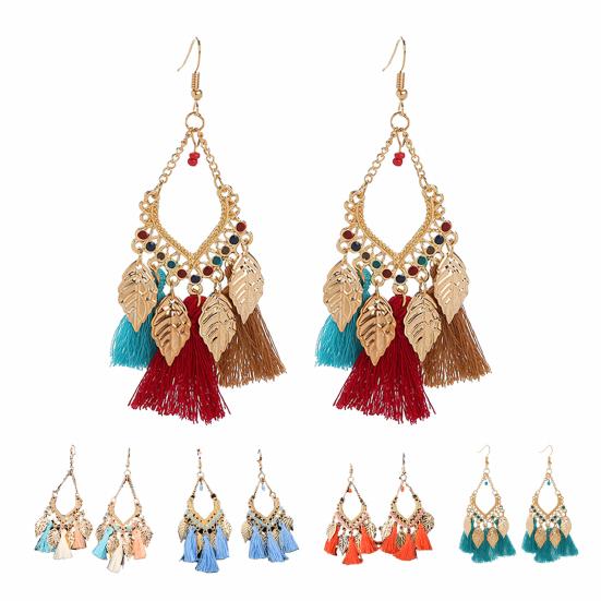 1 Pair Dangle Earrings Ethnic Style Fade-Resistant Decorative Tassel Hook Earrings Jewelry