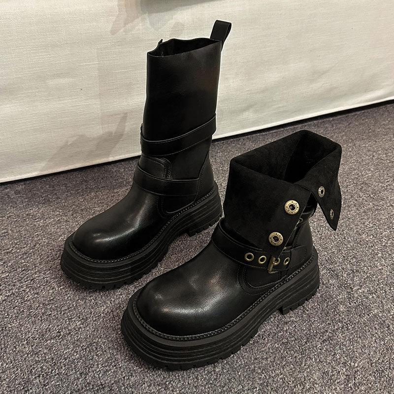 

British Martin boots women s new autumn retro women s shoes Maillard brown boots platform black short boots 35