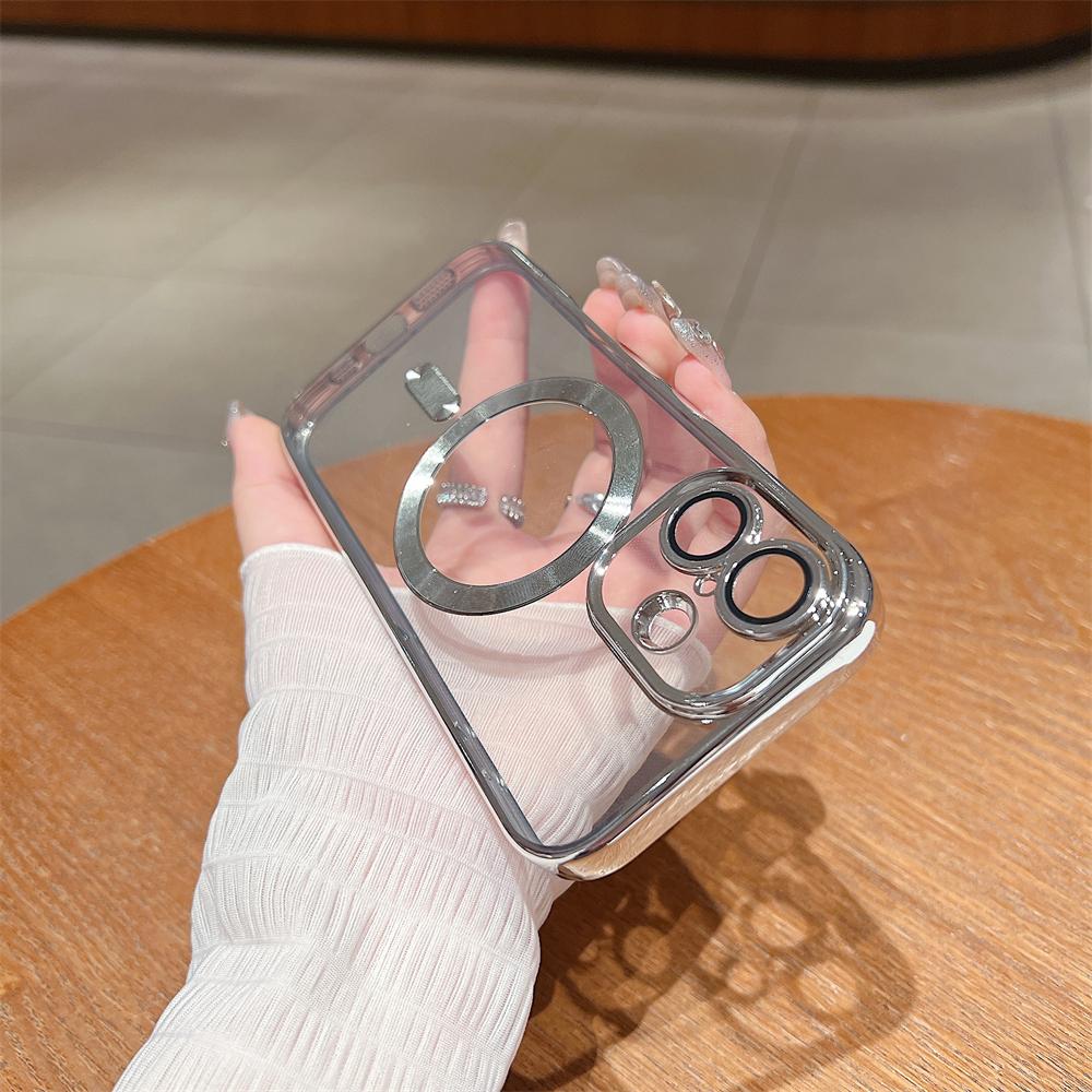 Luxury Plating Magnetic For Magsafe Clear Bumper Case For iPhone 16 15 14 13 12 11 Pro Max Plus XR XS 7 8 Wireless Charge Cover