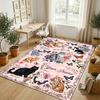 Cat Theme Crystal Velvet Rug Personalized Custom Name Text Soft Floor Mat Home Decor