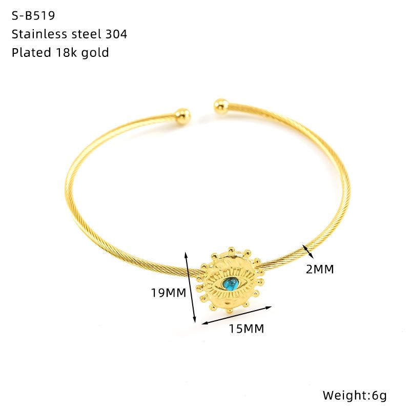 

Не выцветающая титановая сталь с инкрустацией бирюзой, браслет «Глаз дьявола», гальваническое покрытие настоящим золотом, изящный браслет