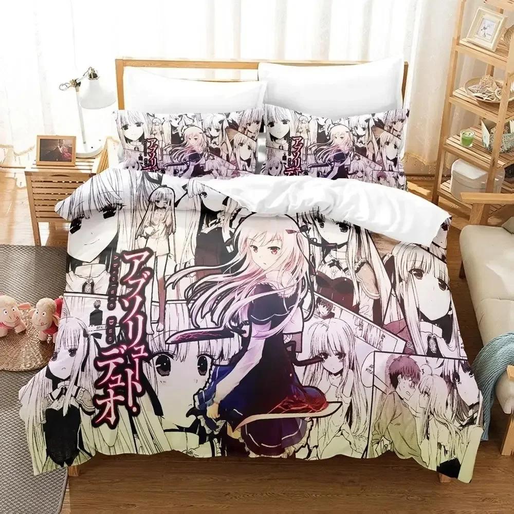 Comforter Kawaii Anime Absolute Duo Bedding Set Printed Bed Set With Single Double Queen King Size Boys Girl Adult