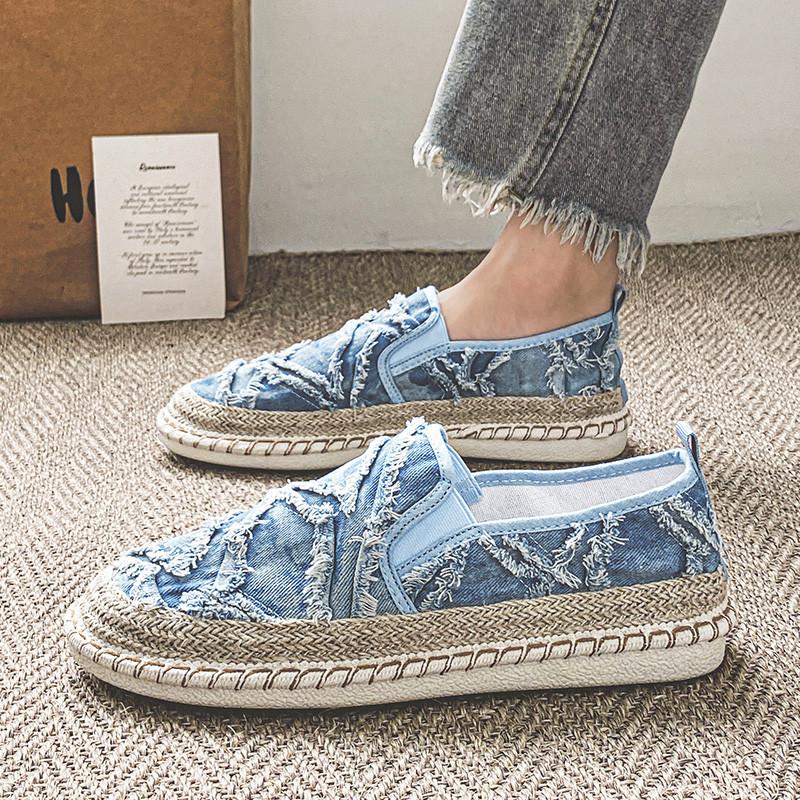 Módní letní lněné mokasíny pánské klasické nazouvací ležérní boty pánské espadrilky plátěné ploché boty pánské prodyšná řidičská obuv pánská