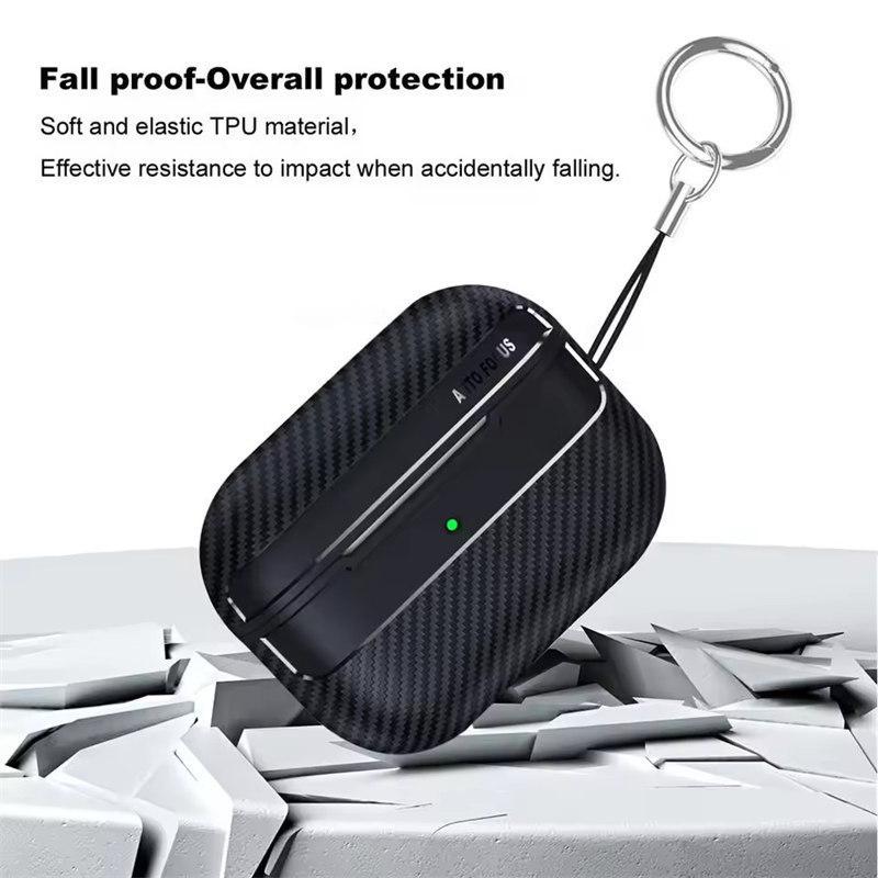 For Airpods Pro 2 Case Carbon Fiber Earphone Cover For Apple AirPods Pro 3 Third Generation Pro 2 Usb C Boxs Case with Hook