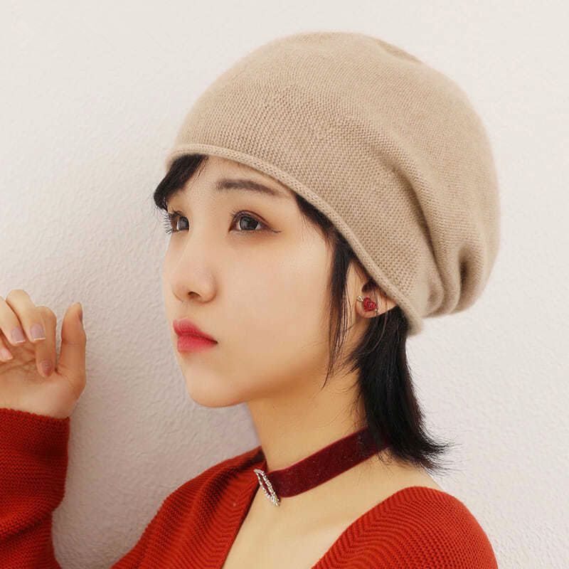 Selected Fine Merino Pure Wool Knitted Hat Fashion Curling Stacking Hat Autumn and Winter Cold Hat Unisex