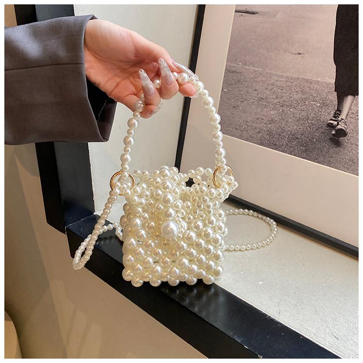 Crossbody Pearl Woven Bag Suitable For Girls Handmade Bead Bag For Daily Outfit