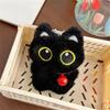 Cute Bell Black Cat Squeak Plush Doll Keychain Pendant Lanyard Stuffed Toy Backpack Charm Bag Ornament Couple Accessory Kid Gift